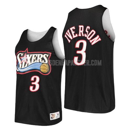 maillot nba homme de philadelphia 76ers allen iverson 3 noir hardwood classics