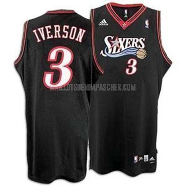 maillot nba homme de philadelphia 76ers allen iverson 3 noir soul swingman