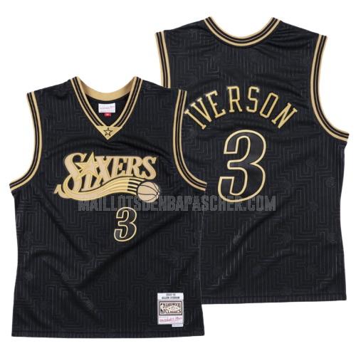 maillot nba homme de philadelphia 76ers allen iverson 3 noir throwback 2020