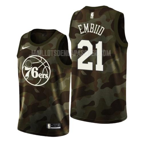 maillot nba homme de philadelphia 76ers joel embiid 21 camouflage memorial day 2019