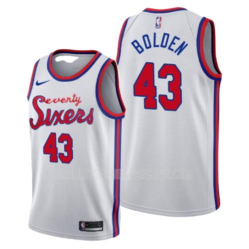 maillot nba homme de philadelphia 76ers jonah bolden 43 blanc classique swingman