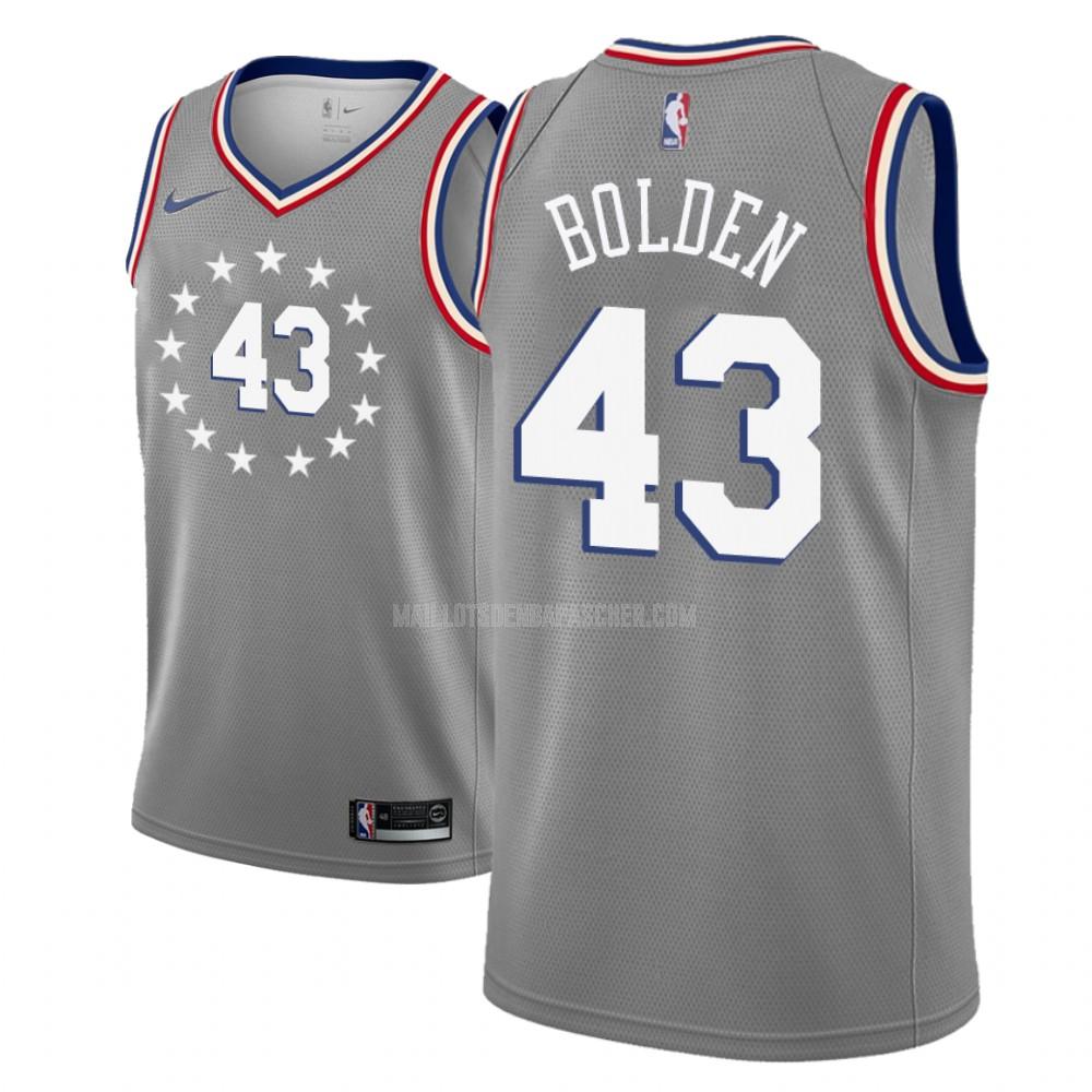 maillot nba homme de philadelphia 76ers jonah bolden 43 gris city edition