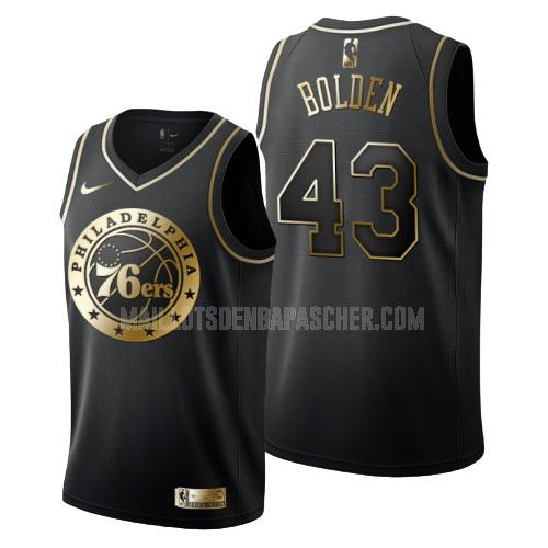 maillot nba homme de philadelphia 76ers jonah bolden 43 noir or version