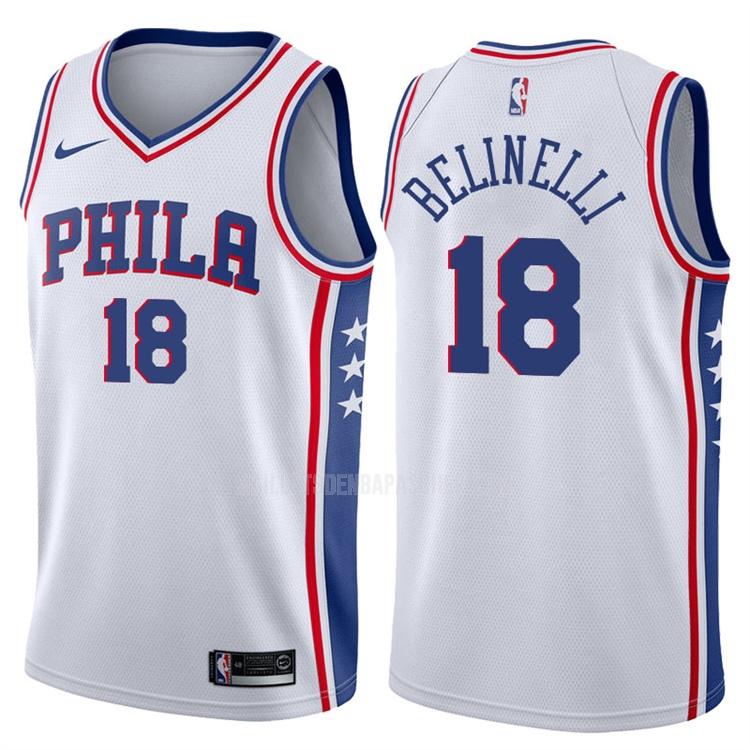 maillot nba homme de philadelphia 76ers marco belinelli 18 blanc association