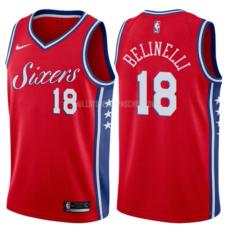 maillot nba homme de philadelphia 76ers marco belinelli 18 rouge statement