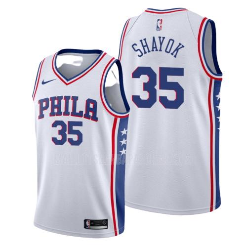 maillot nba homme de philadelphia 76ers marial shayok 35 blanc association