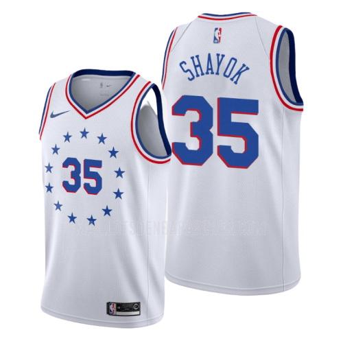 maillot nba homme de philadelphia 76ers marial shayok 35 blanc earned version