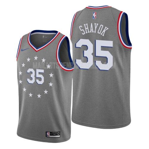 maillot nba homme de philadelphia 76ers marial shayok 35 gris city edition