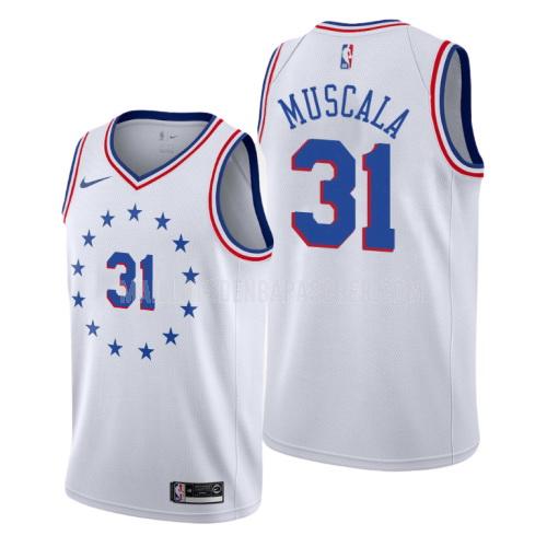 maillot nba homme de philadelphia 76ers mike muscala 31 blanc earned version