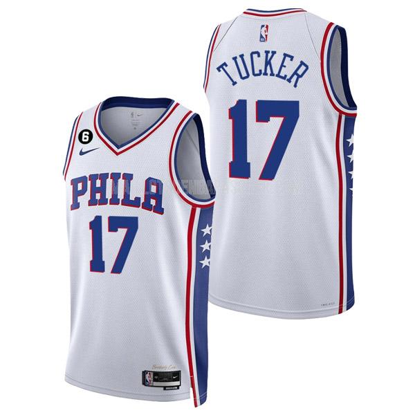 maillot nba homme de philadelphia 76ers p.j. tucker 17 blanc association edition 2022-23