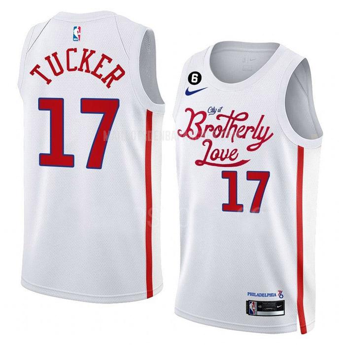 maillot nba homme de philadelphia 76ers p.j. tucker 17 blanc city edition 2022-23