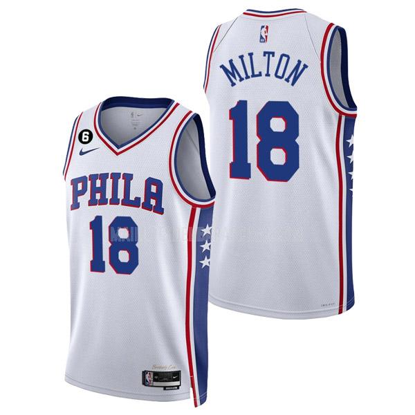 maillot nba homme de philadelphia 76ers shake milton 18 blanc association edition 2022-23