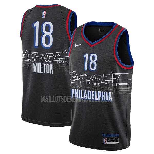 maillot nba homme de philadelphia 76ers shake milton 18 noir city edition 2020-21