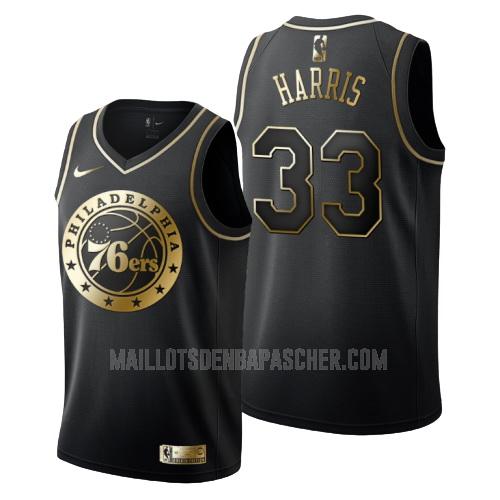 maillot nba homme de philadelphia 76ers tobias harris 33 noir or version