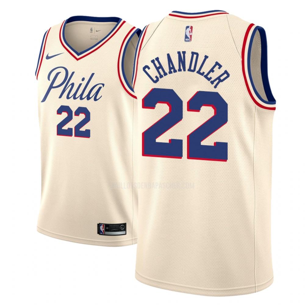 maillot nba homme de philadelphia 76ers wilson chandler 22 couleur crème city edition