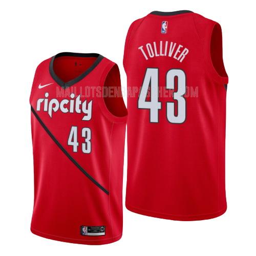 maillot nba homme de portland trail blazers anthony tolliver 43 rouge earned version