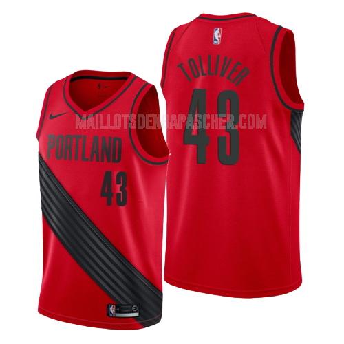 maillot nba homme de portland trail blazers anthony tolliver 43 rouge statement