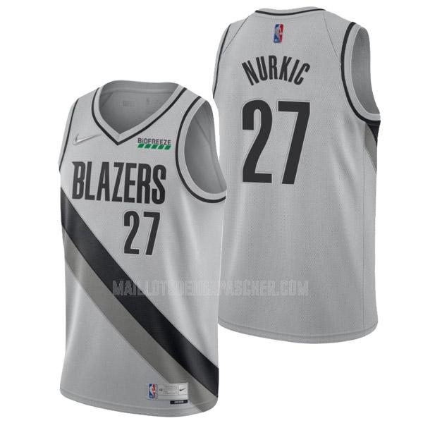 maillot nba homme de portland trail blazers jusuf nurkic 27 gris earned edition 2022