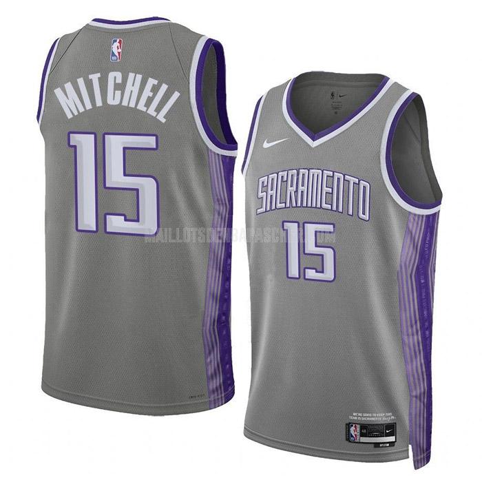 maillot nba homme de sacramento kings davion mitchell 15 gris city edition 2022-23