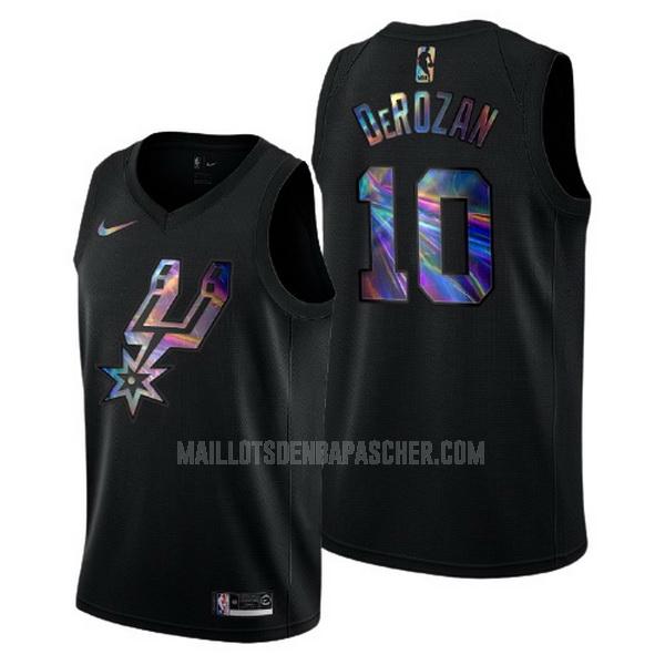 maillot nba homme de san antonio spurs demar derozan 10 noir logo holographic