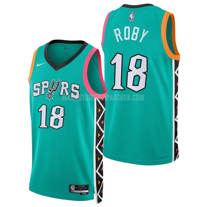 maillot nba homme de san antonio spurs isaiah roby 18 turquoise city edition 2022-23