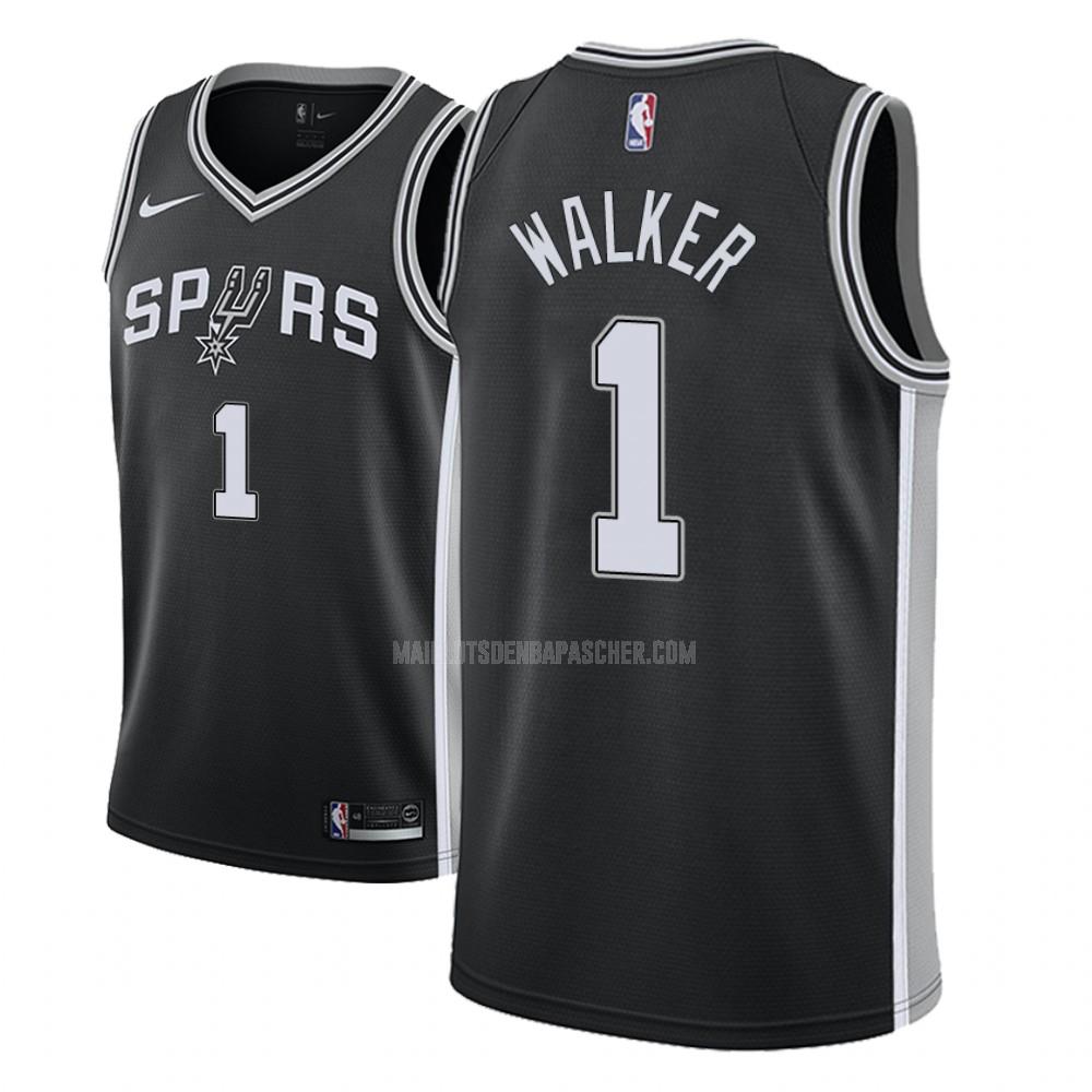 maillot nba homme de san antonio spurs lonnie walker 1 noir icon 2018-19