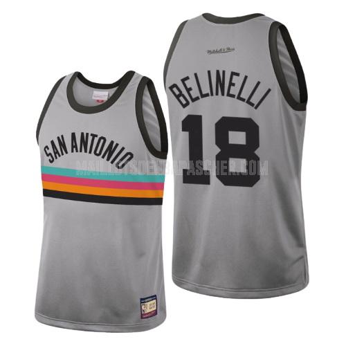 maillot nba homme de san antonio spurs marco belinelli 18 gris hardwood classics