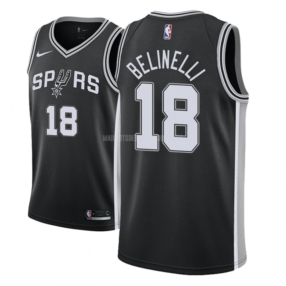 maillot nba homme de san antonio spurs marco belinelli 18 noir icon 2018-19