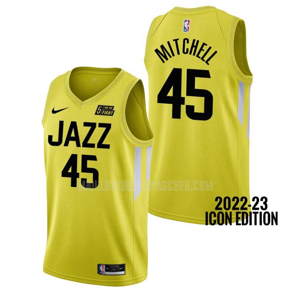 maillot nba homme de utah jazz donovan mitchell 45 jaune icon edition 2022-23