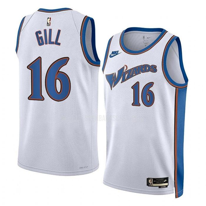 maillot nba homme de washington wizards anthony gill 16 blanc classic edition 2022-23