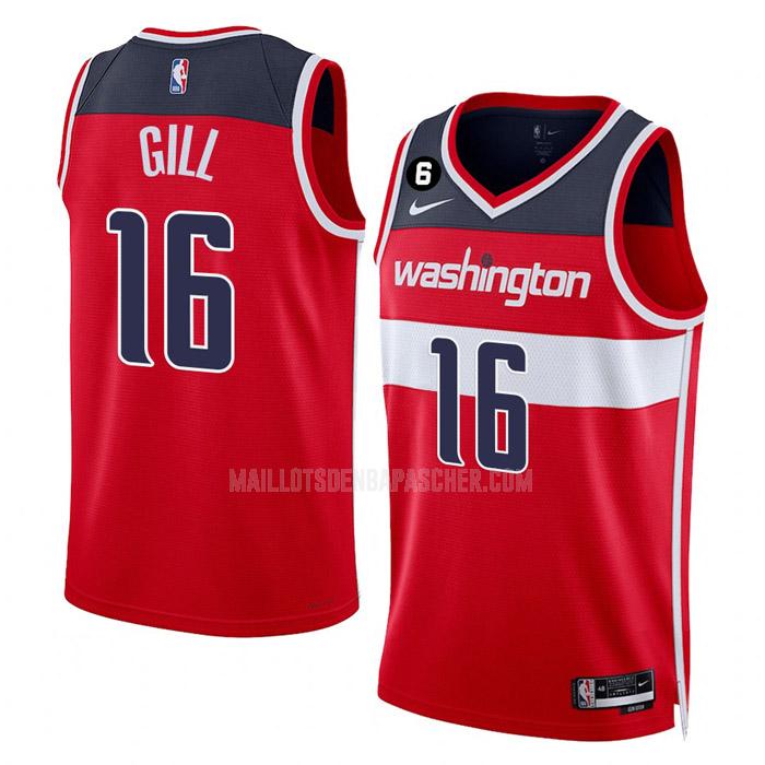 maillot nba homme de washington wizards anthony gill 16 rouge icon edition 2022-23