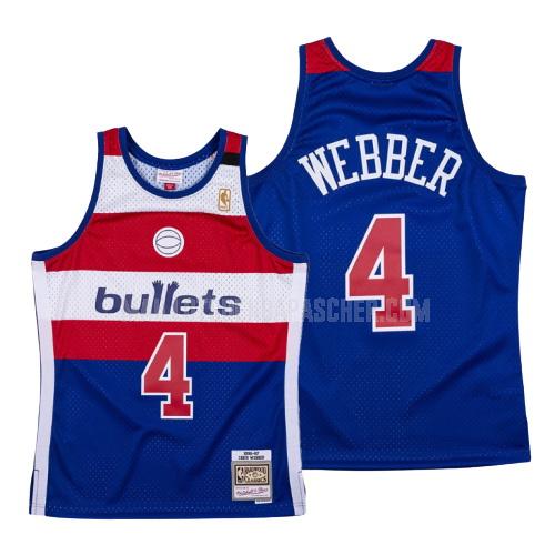 maillot nba homme de washington wizards chris webber 4 bleu marin hardwood classics