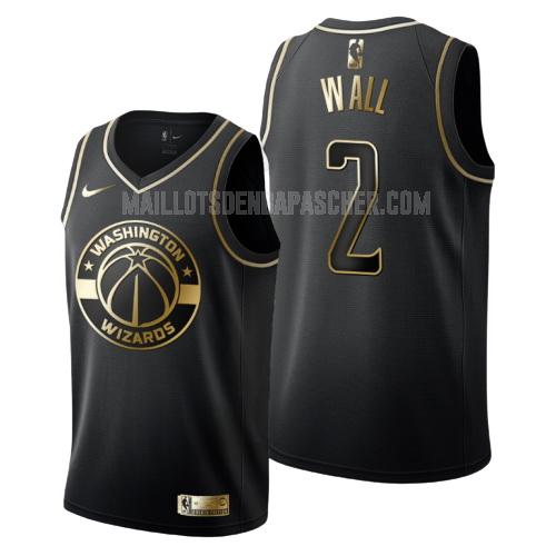 maillot nba homme de washington wizards john wall 2 noir or version