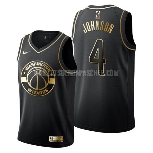 maillot nba homme de washington wizards wesley johnson 4 noir or version